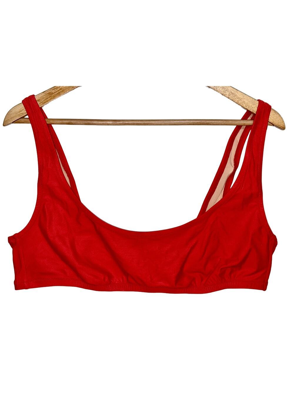 NWT J. Crew Heritage Scoopneck Bikini Top BX611 Bright Cerise Red Womens Size S